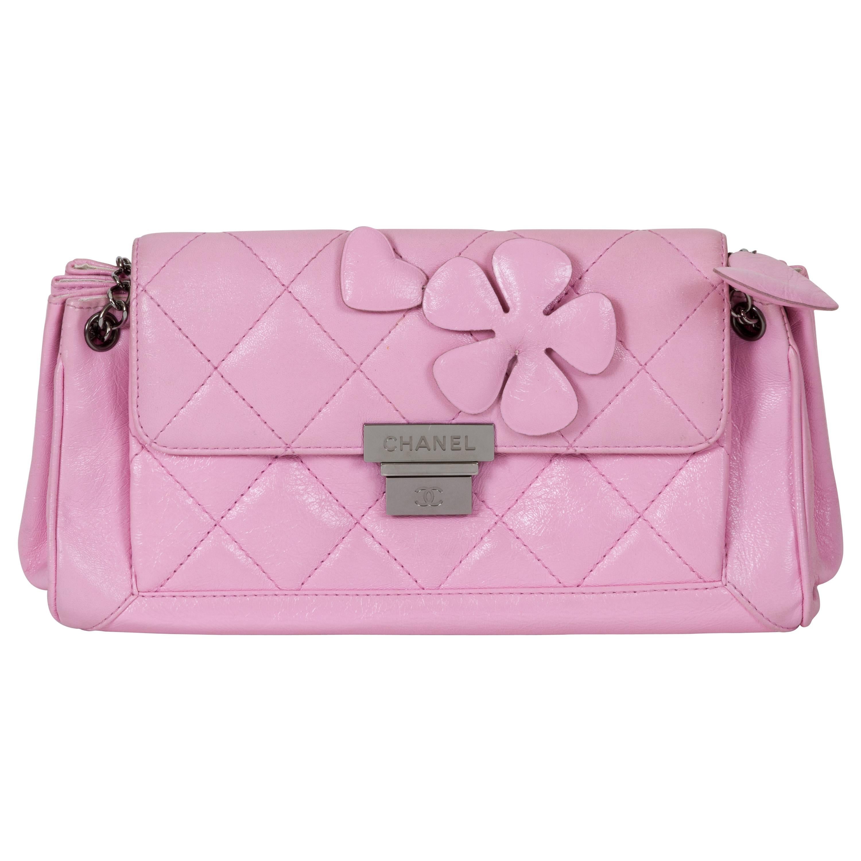 Chanel Pink Accordion Flower Flap Bag at 1stDibs