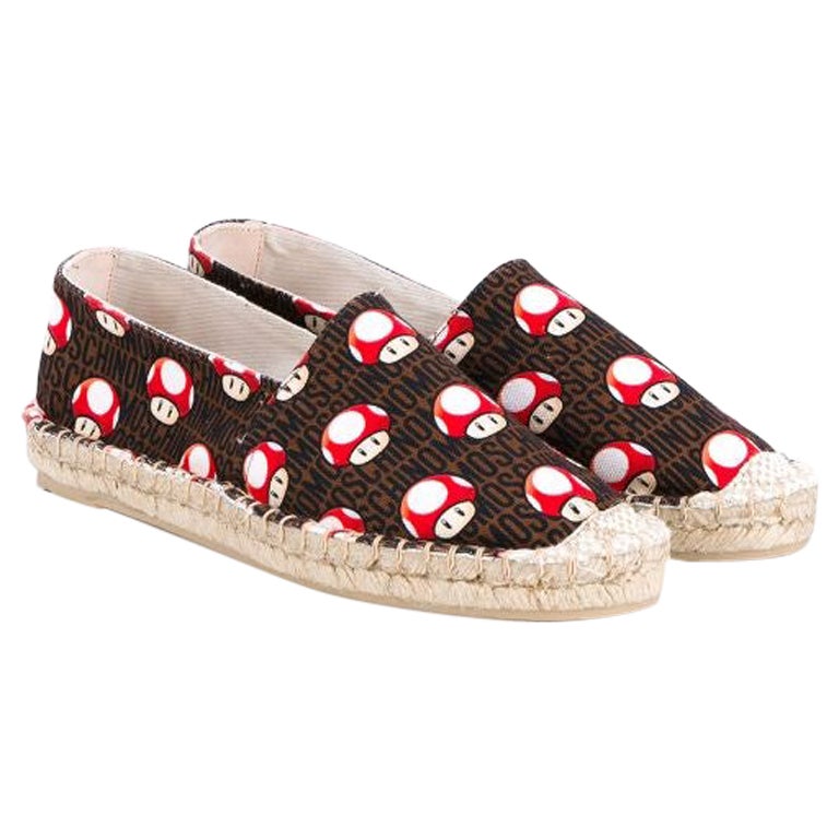 SS16 Moschino Couture x Jeremy Scott Super Mario Mushroom Canvas Espadrilles For Sale