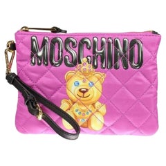 SS17 Moschino Couture Jeremy Scott Teddy Bear Princess Quilted Pink Mini Clutch