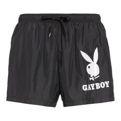 Moschino Couture x Jeremy Scott x Playboy Malles de bain noires « Gayboy » AW19 52 IT