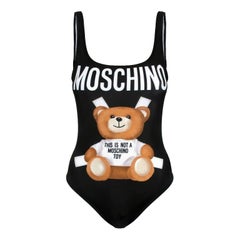 SS17 Moschino Couture Jeremy Scott Teddy Bear Paper Doll Black 1 Piece Swimsuit