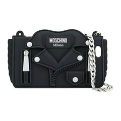 FW16 Moschino Couture Jeremy Scott Black Biker Jacket Case for Iphone 6 / 6S
