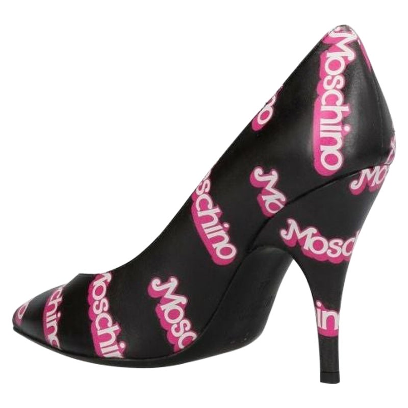 Rare! SS15 Moschino Couture Jeremy Scott Barbie Black Pink High Heel Pumps 40 IT For Sale