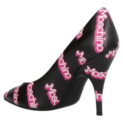 Rare! SS15 Moschino Couture Jeremy Scott Barbie Black Pink High Heel Pumps 40 IT