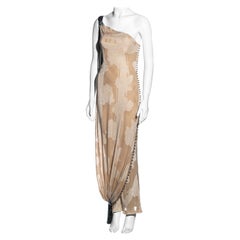 Vintage Christian Dior by John Galliano cream silk one-shoulder evening dress, ss 1998