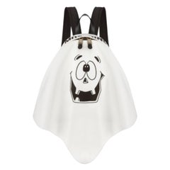 Moschino Couture - Sac à dos « Trick/Chic » en cuir blanc à motif visage fantôme, SS20