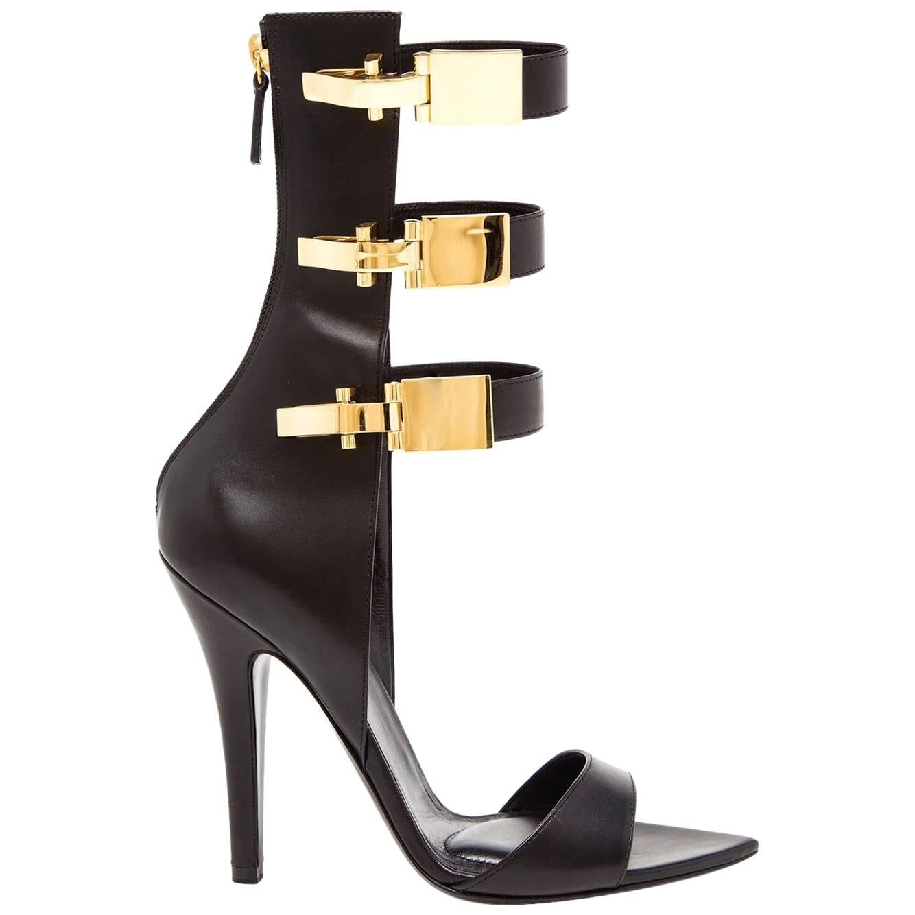 Versus x Anthony Vaccarello Black Leather Edition Sandals 