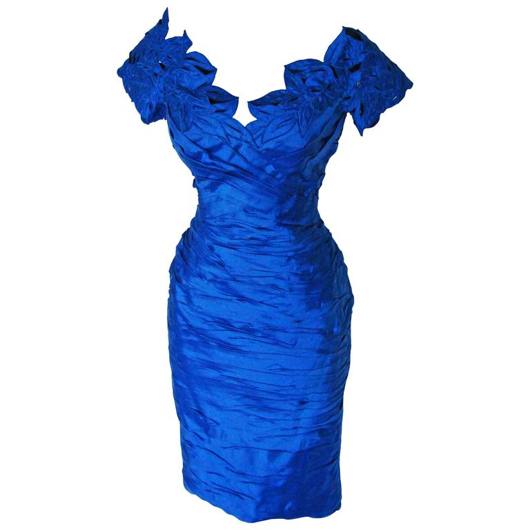 Khanitha Blue Thai Silk Dress Floral Cutout with Ruching Bodycon Saks 5th Ave 40 at 1stDibs | saks thai, thai silk clothes Khanitha Blue Thai Silk Dress Floral Cutout with Ruching Bodycon Saks 5th Ave 40 at 1stDibs | saks thai, thai silk clothes