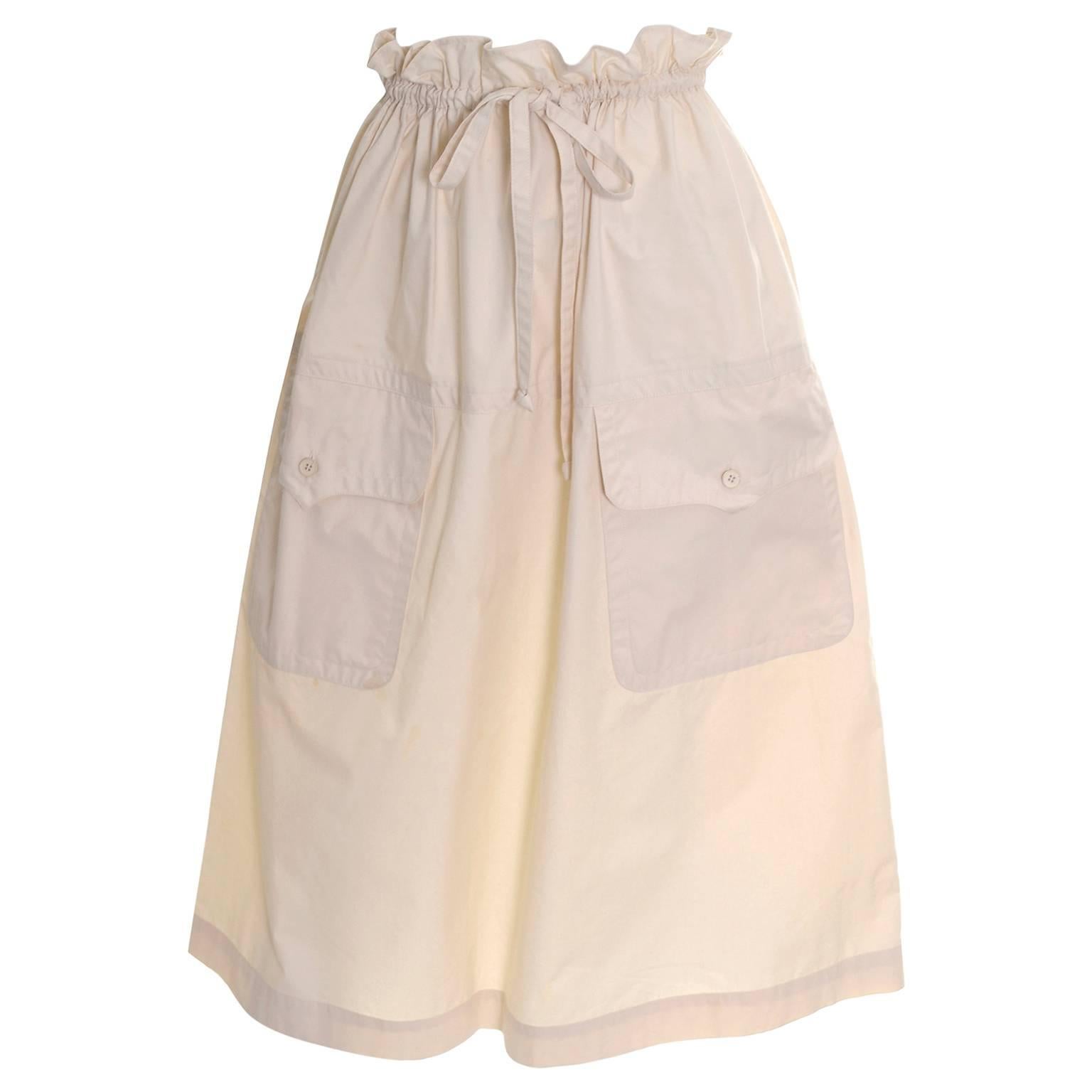 Rare 1970s YSL Vintage Skirt Yves Saint Laurent Paper Bag Waist Drawstring 