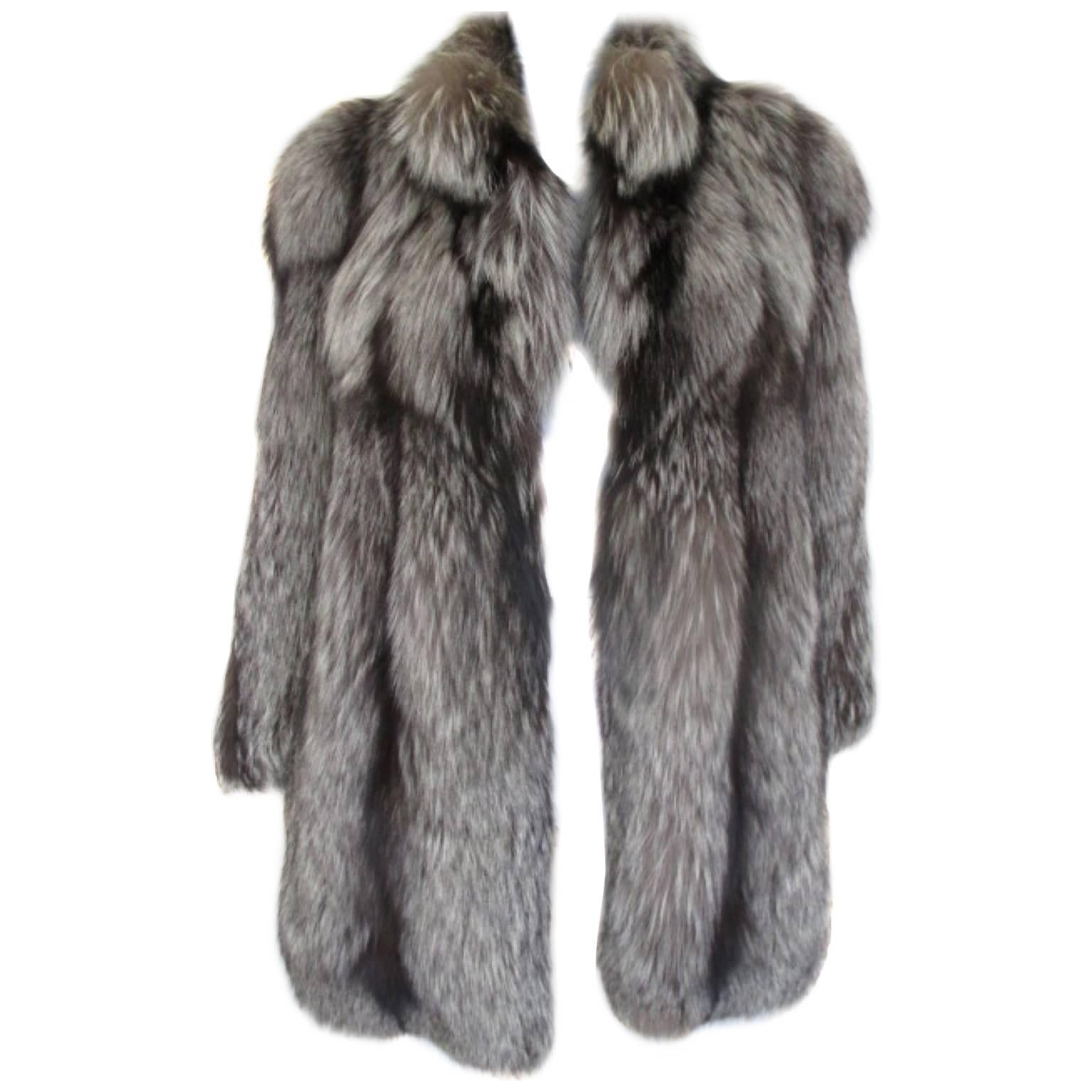 beautiful soft silver fox fur coat