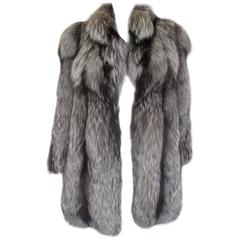 Vintage beautiful soft silver fox fur coat