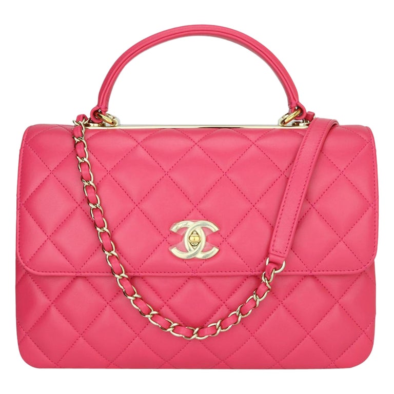 Chanel Pink Quilted Lambskin Medium Trendy CC Dual Top Handle Bag