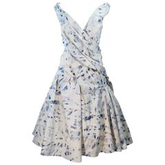 JOHN GALLIANO Circa 2000's Draped Bleached Denim Dress Size 8-10