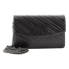 Balenciaga BB Chain Wallet Embossed Leather