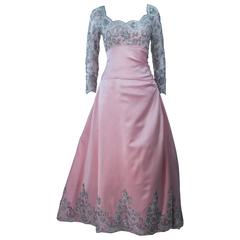 BOB MACKIE Pink Silk & Lace Embellished Ball Gown Size 12 9