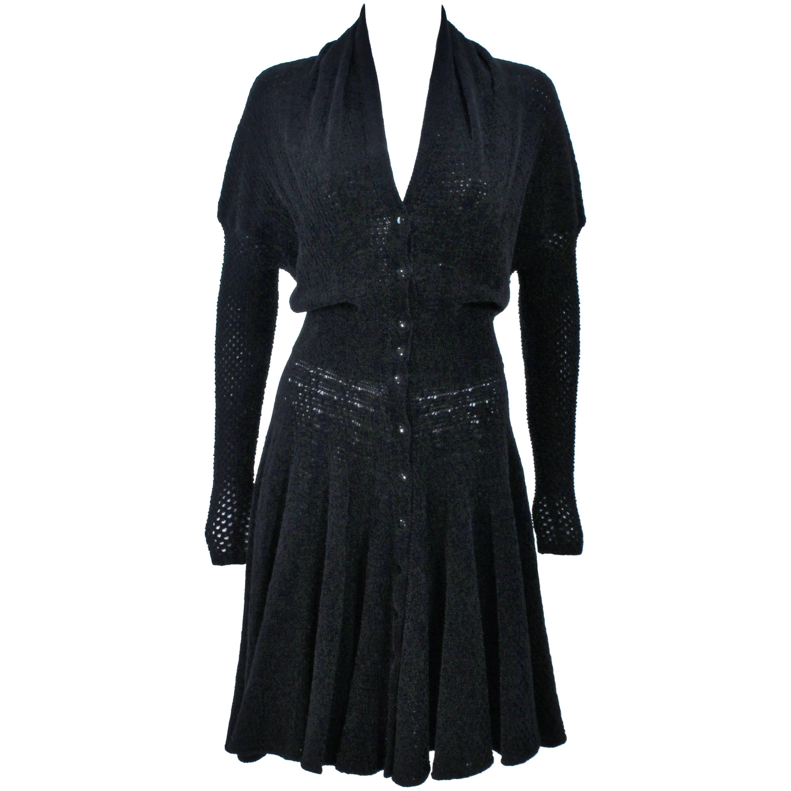 ALAIA Vintage Black Soft Chenille Stretch Dress or Coat Size XS