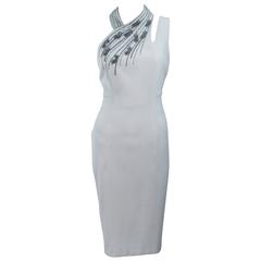 SYDNEY NORTH White Rhinestone Embellished Asymmetrical Cocktail Dress Size 6-8