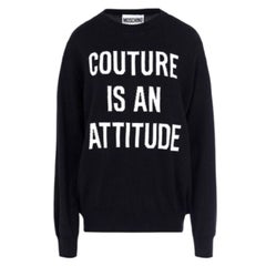Used AW17 Moschino Couture Jeremy Scott Couture Is an Attitude Black Wool Sweater