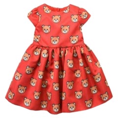 AW17 Moschino Baby Jeremy Scott 9 Month Rotes All Over Teddybären Kurzes Kleid