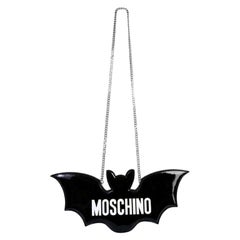 SS20 Moschino Couture Jeremy Scott Shiny Black Bat Bag Halloween Trick or Chic