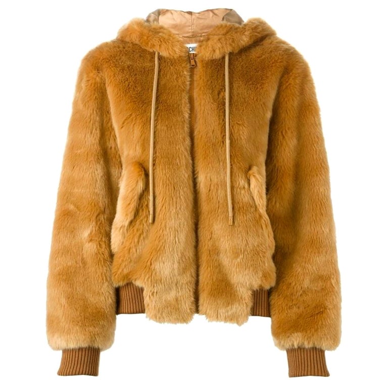 AW15 Moschino Couture Jeremy Scott Teddy Bear Bomber Hoodie Ready to Bear 38 IT For Sale