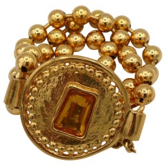 Jean Louis Scherrer Vintage Gold Toned Orange Resin Cabochon Bracelet