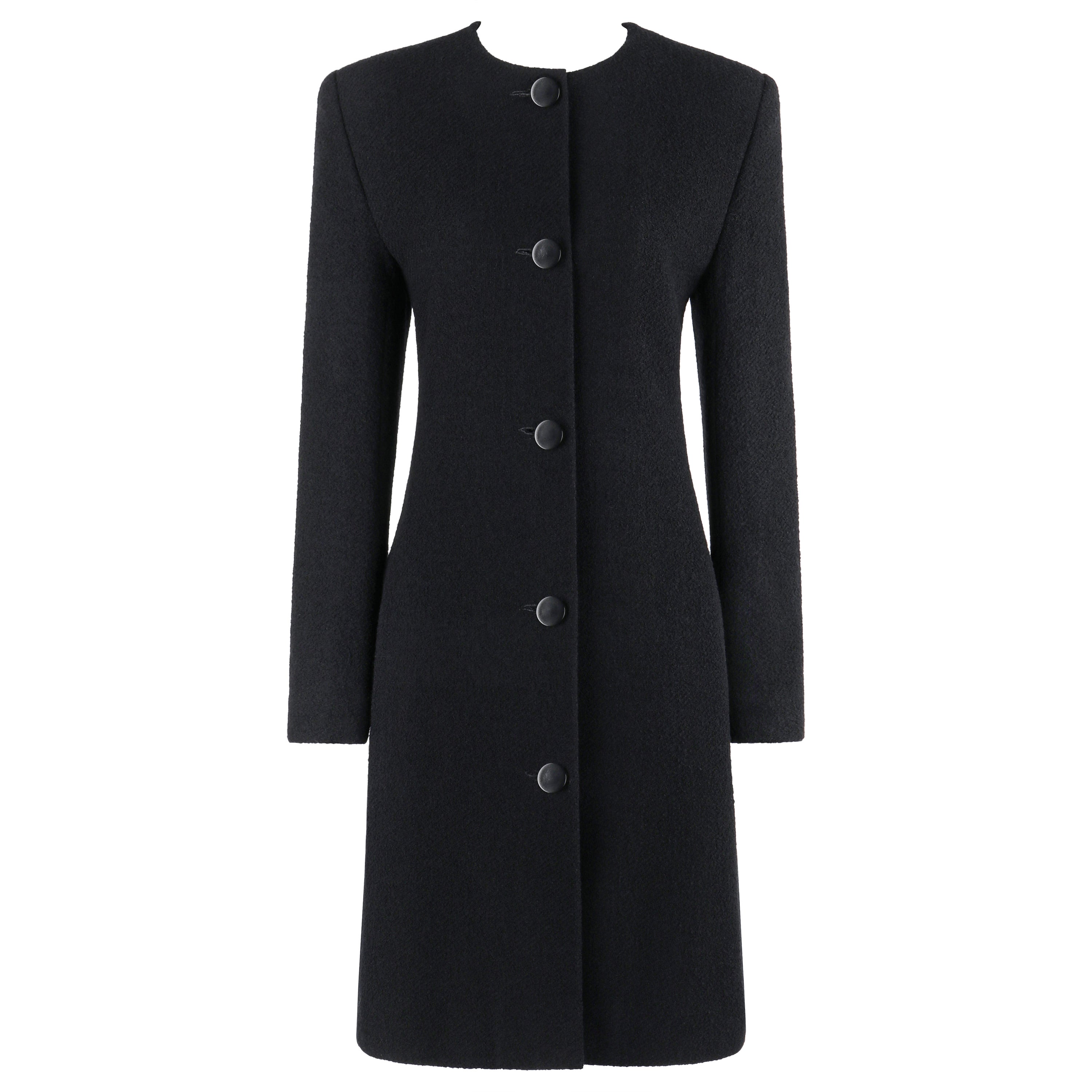 GIVENCHY Couture A/W 1998 ALEXANDER McQUEEN Black Button Up Tailored Coat For Sale