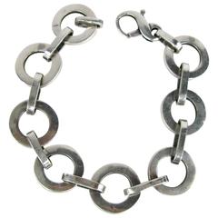 Mid Century Modernist Sterling Silver Circle Bracelet