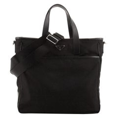 Prada Zip Convertible Shopping Tote Re-Nylon with Saffiano Leather Large