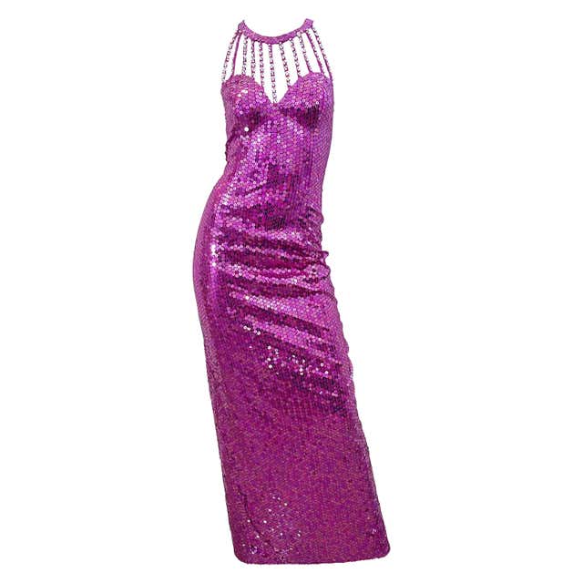 Incredible Vintage Lillie Rubin 1990s Hot Pink Fully Sequined 90s Mini ...