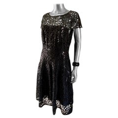 Talbot Runhof Celebrity Owned Black Guipure Lace Sequin Dress, Rare. Size 10