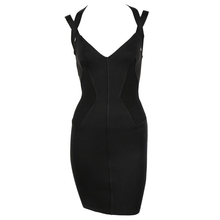 1990 AZZEDINE ALAIA black runway dress with strappy back For Sale at ...