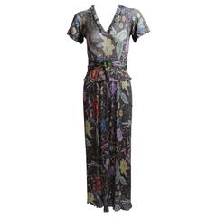 1970s Missoni Metallic Knit Floral & Bird Print Ensemble Rare Documented 1