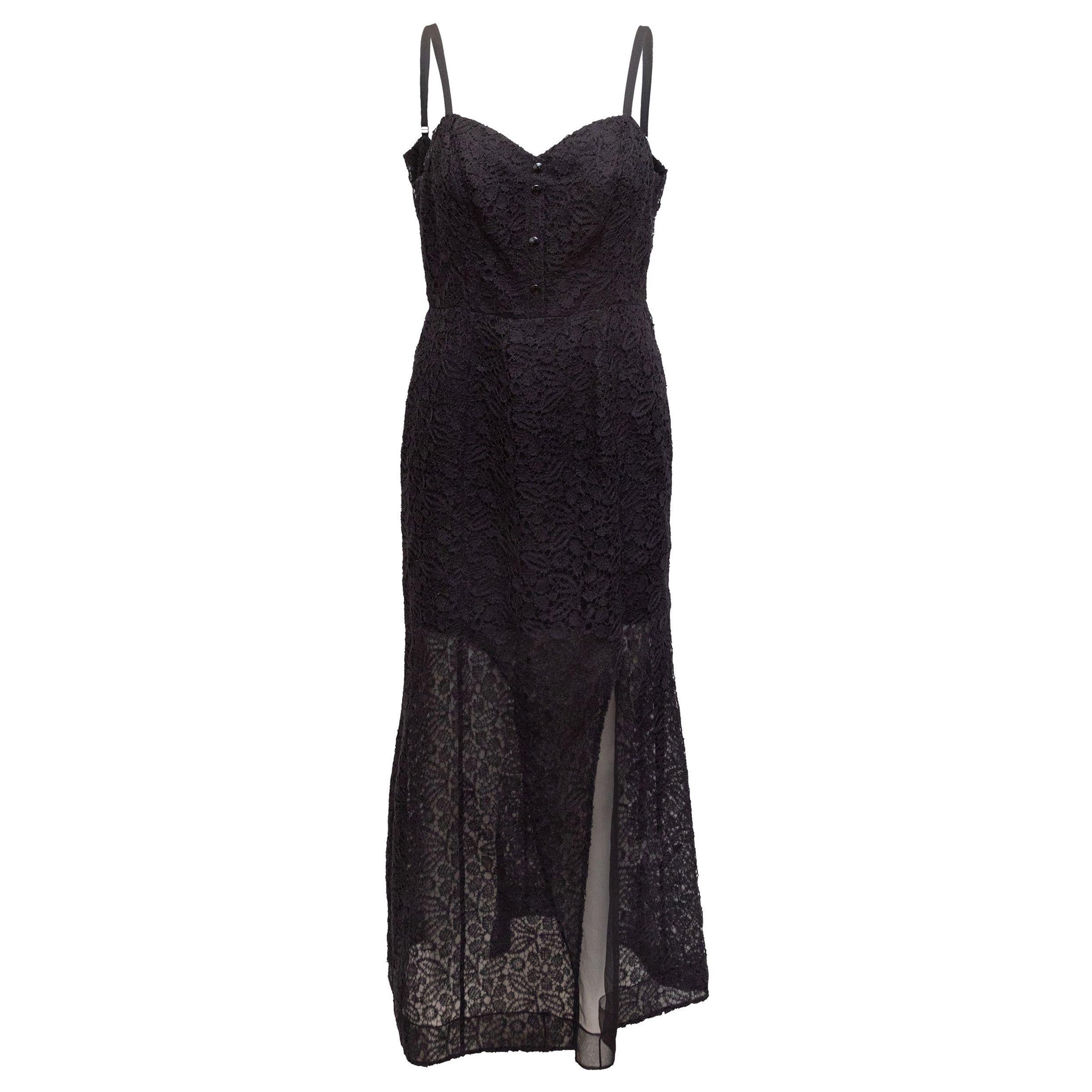 Olivier Theyskens Black Silk Sleeveless Lace Dress