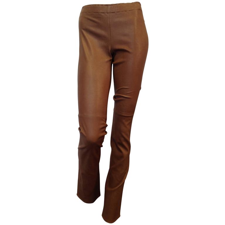 Stouls Caramel Brown Leather Pant Size S at 1stDibs caramel leather pants