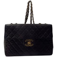 Vintage Chanel Jumbo Black Lambskin shoulder bag
