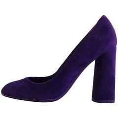 Christian Dior Purple Suede Block Heeled Pumps Size 37 (6.5)