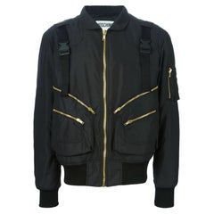 Moschino Couture Jeremy Scott Ready to Bear Outwear Buckled Strap Bomber Jacket