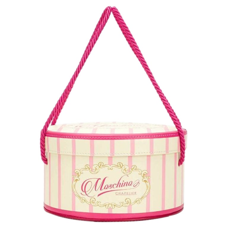 AW20 Moschino Couture J. Scott Leather Pink Cake Box Round Bag Marie Antoinette For Sale