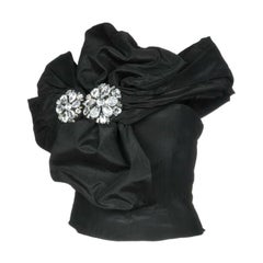 Moschino Couture - Haut tube noir Jeremy Scott avec fleurs en argent et ornements 10