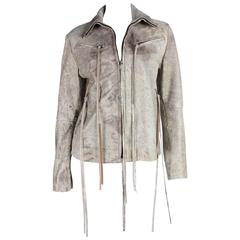 Ann Demeulemeester Leather Jacket with Tassel Detailing