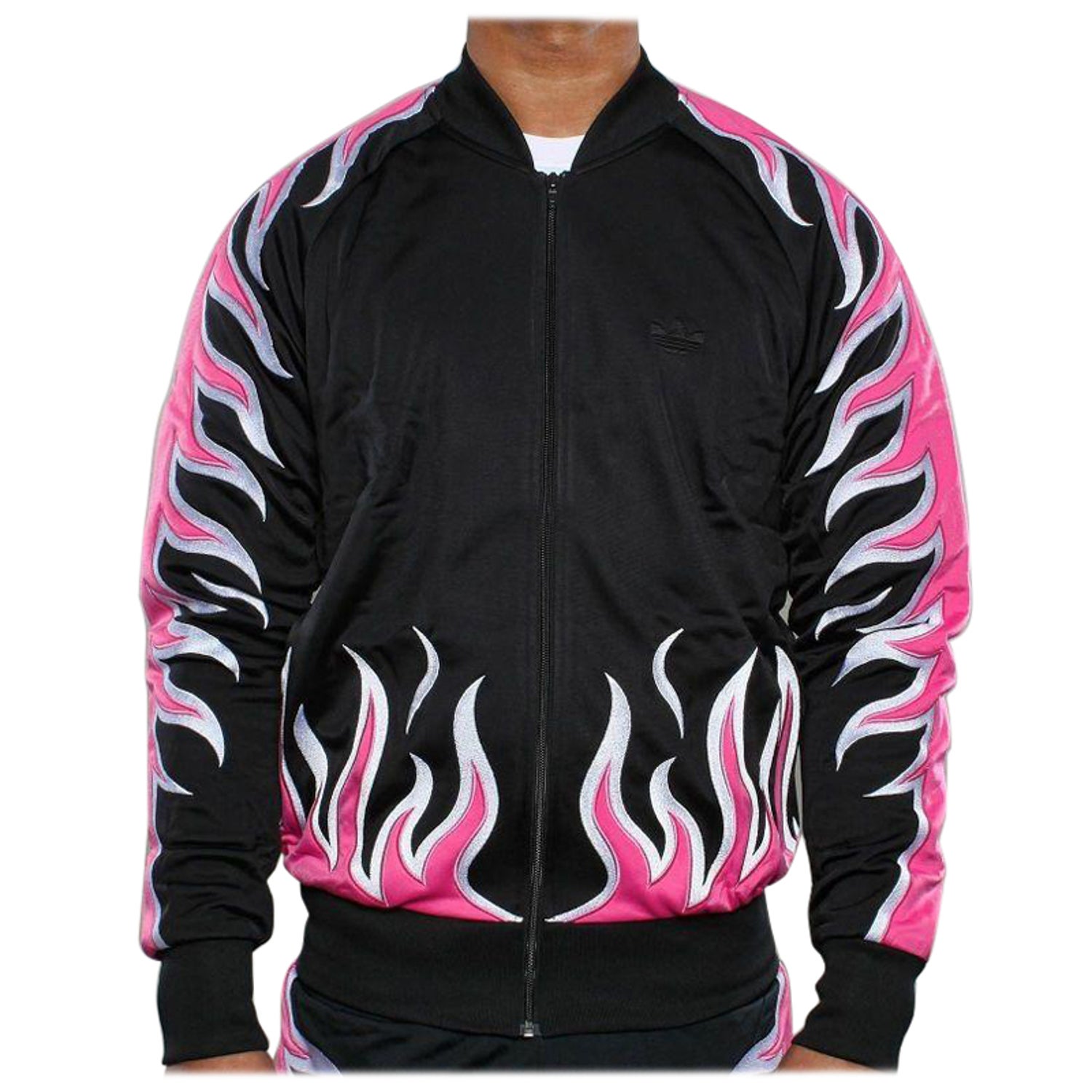 Adidas Originals x Jeremy Scott Black Pink Flames Track Top Zipped Jacket  For Sale at 1stDibs