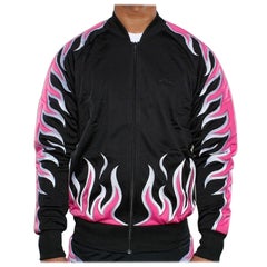 Adidas Originals x Jeremy Scott - Veste de survêtement à fermeture éclair Flames noire et rose