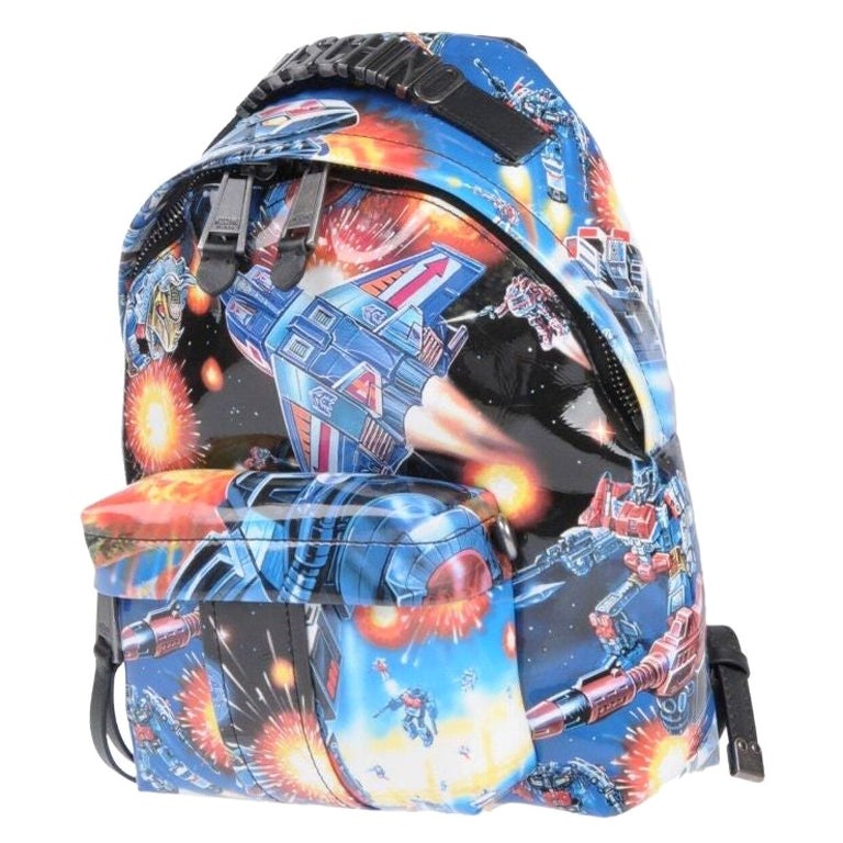 AW17 Moschino Couture Jeremy Scott Transformers Blue Multi-color Print Backpack