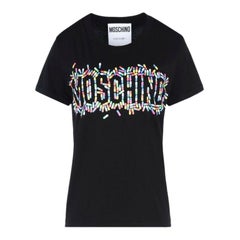 T-shirt à poils Moschino Couture x Jeremy Scott JustSayMoschino SS17 avec logo