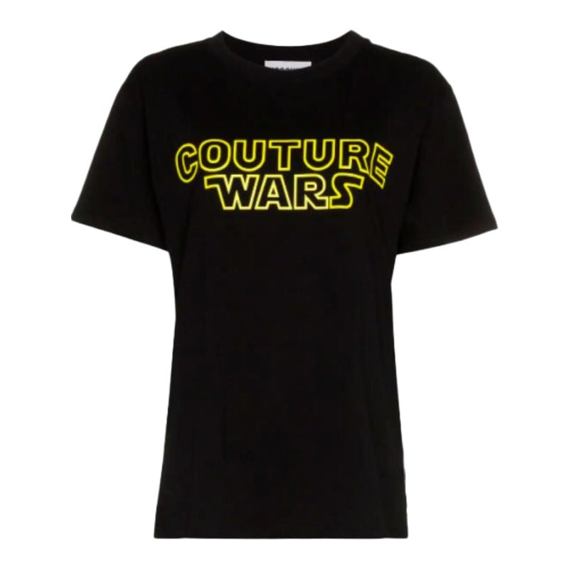 AW18 Moschino Couture Jeremy Scott Star Wars "Couture Wars" Black T-shirt- 40 IT For Sale