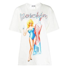T-shirt oversize en coton blanc Moschino Jeremy Scott Toothpaste S AW19
