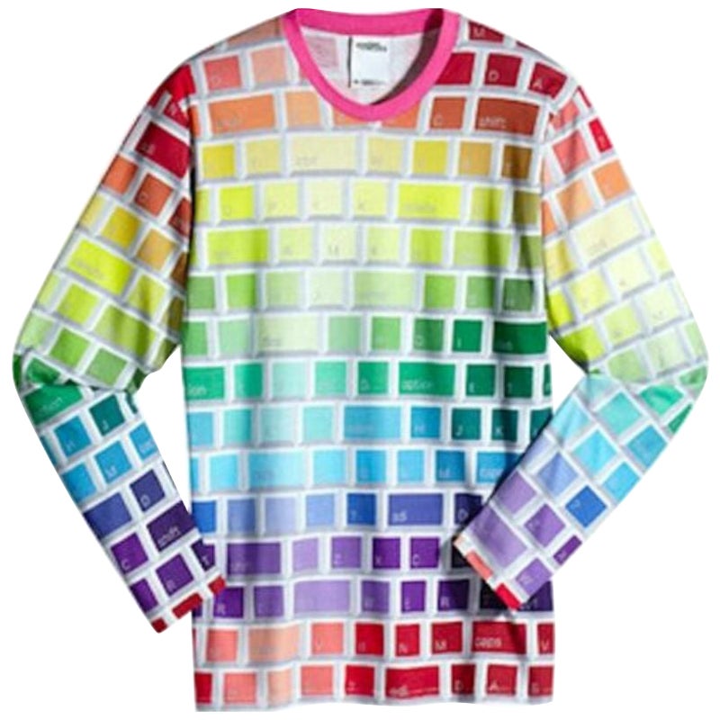 Adidas Originals Jeremy Scott Rainbow Keyboard T-shirt Long Sleeves Slim fit For Sale