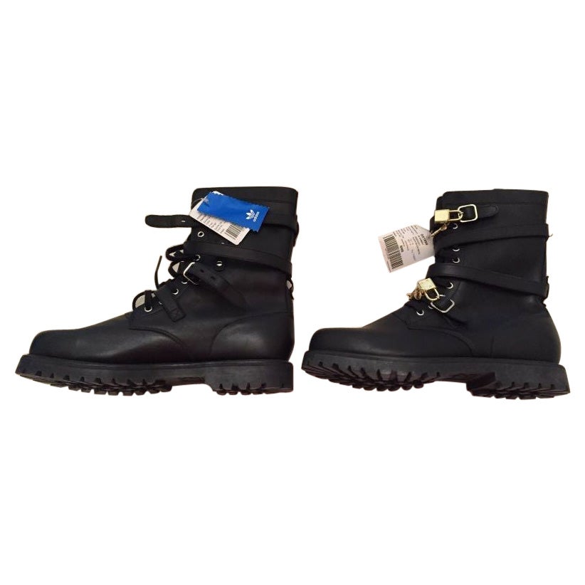 2011 Adidas Originals Jeremy Scott Combat Boots Black Three Keys Super Rare  For Sale at 1stDibs