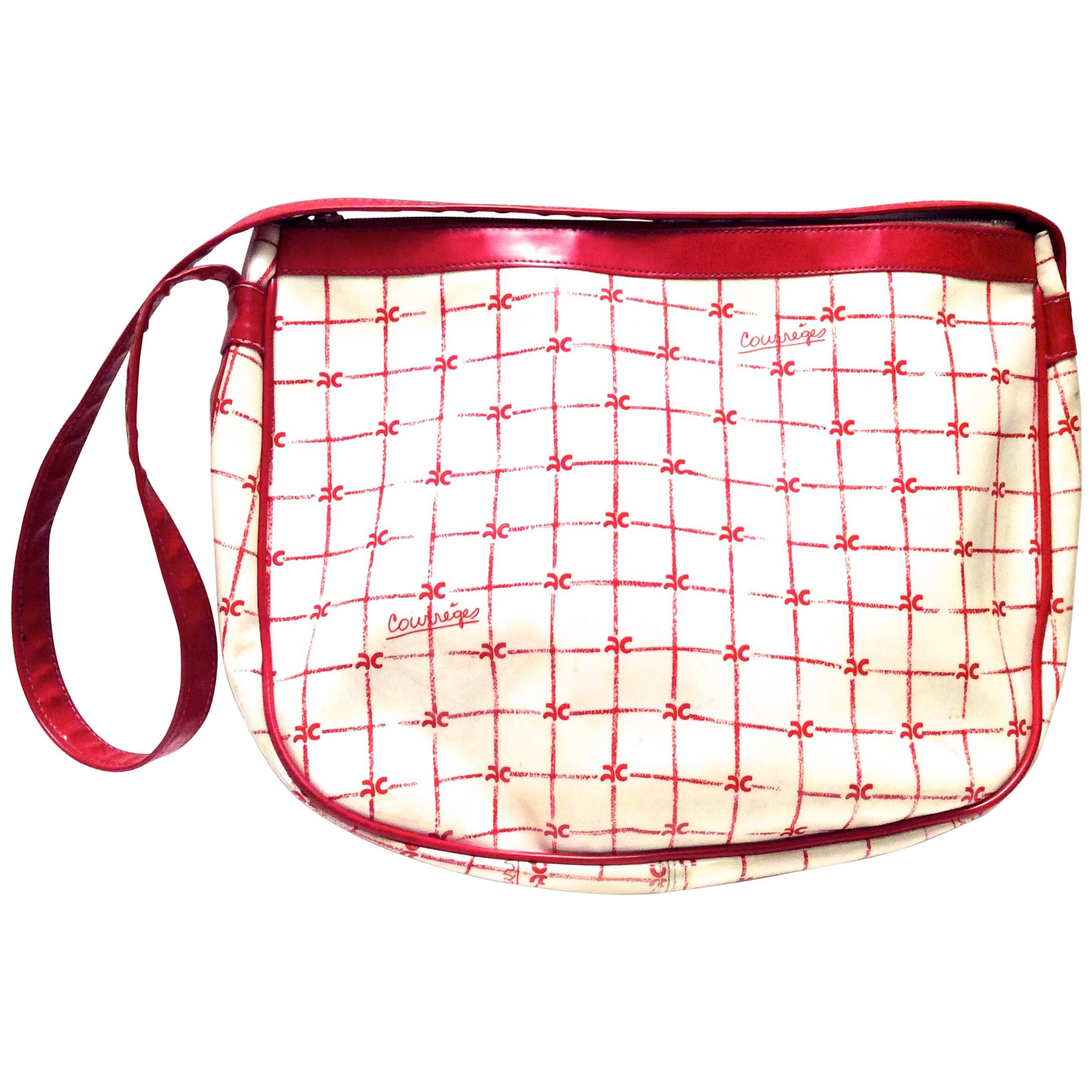 Rare 1970's Courreges Purse - White and Red  For Sale